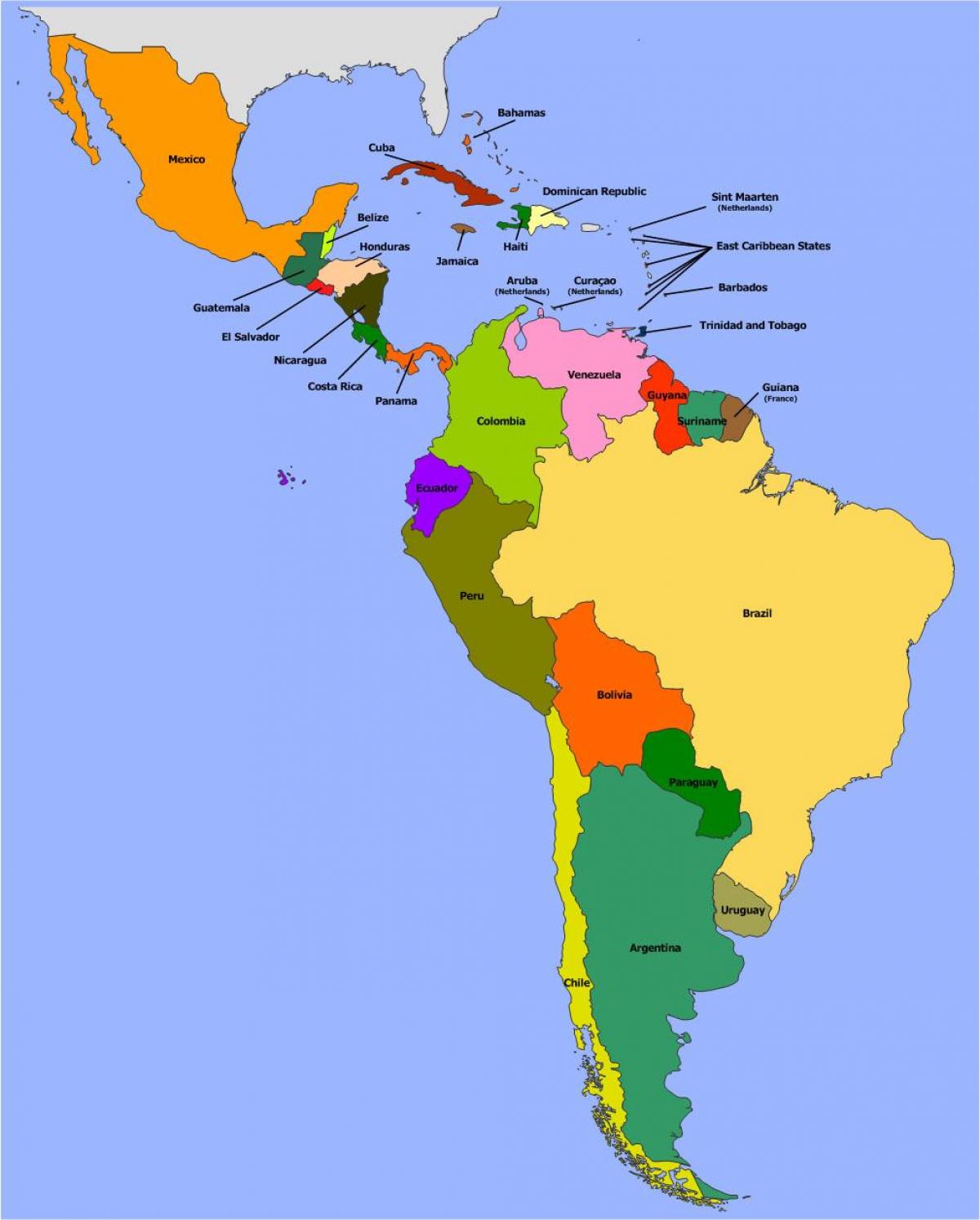 지도 벨리즈의 남아메리카