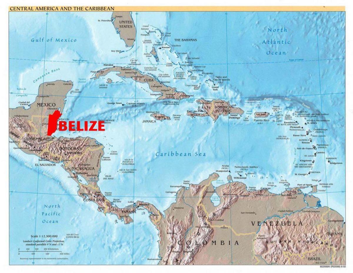 지도 벨리즈의 중앙 아메리카